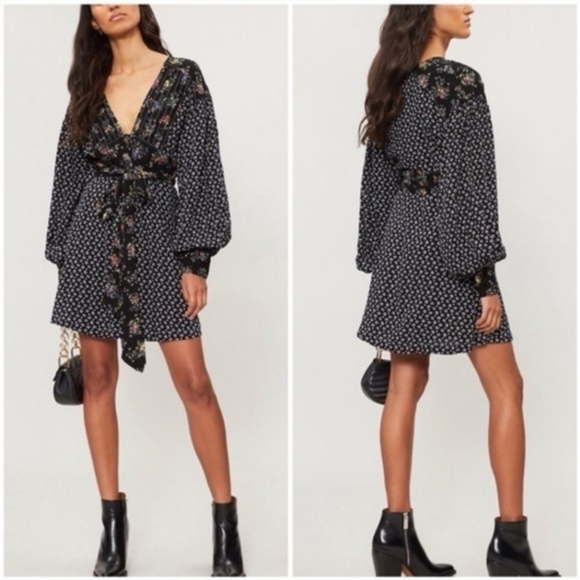 Free People Black Floral Women's Dress - Picture 2 of 14